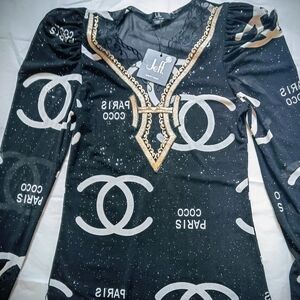Refurbished With The CC Chanel Logo Sheer Top NWT M-L
